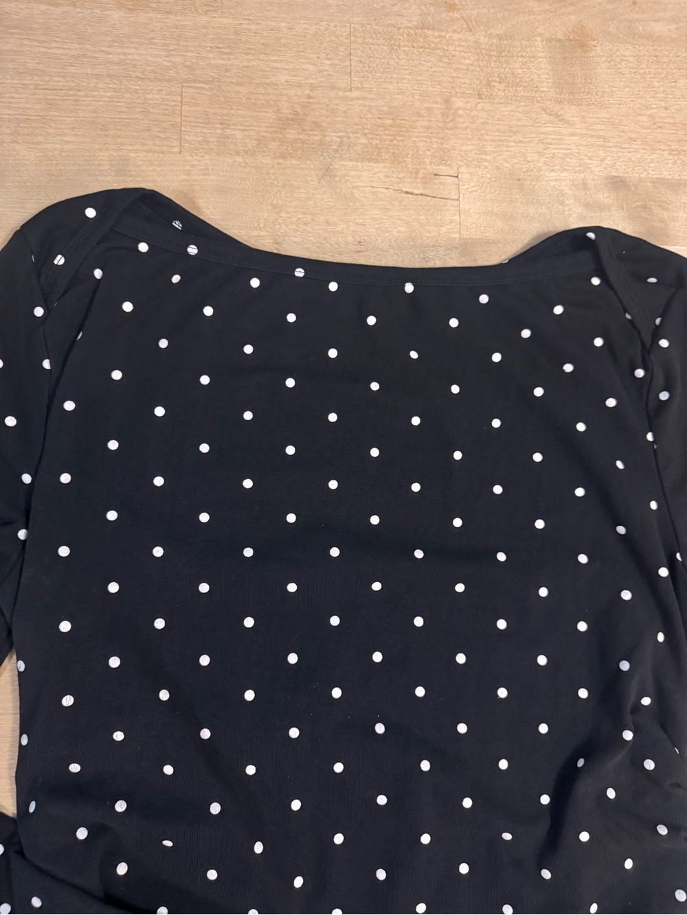 Cider navy blue Long Sleeve boat neck Polka Dot Top - Picture 4 of 8